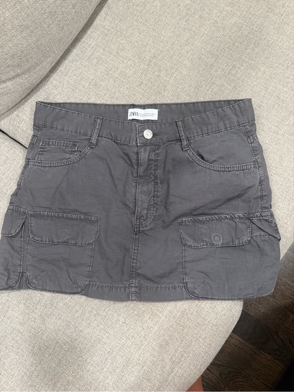 Zara Charcoal Gray Cargo Mini Skirt